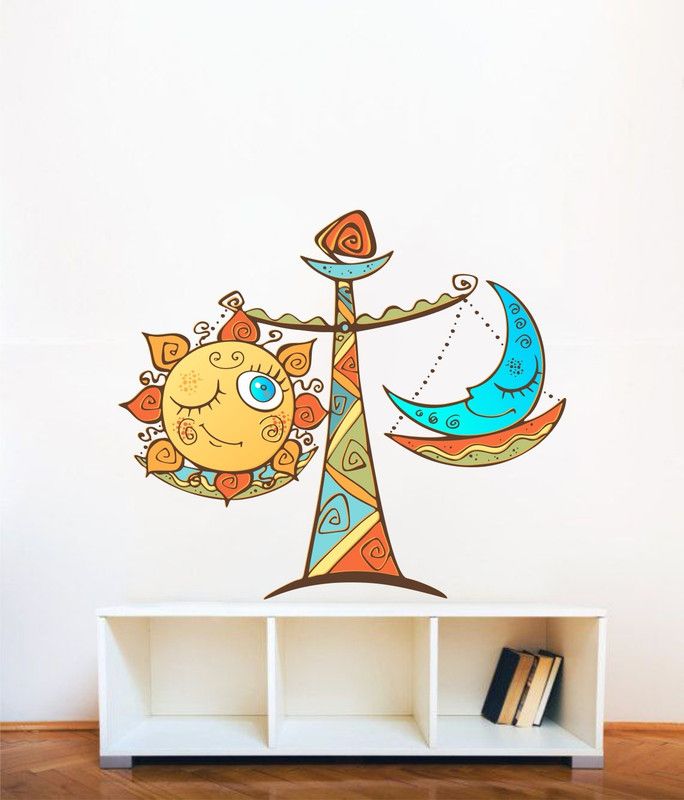 Decal O Decal 85 cm ' Sun and Moon ' Wall Stickers (PVC Vinyl,Multicolour) Self Adhesive Sticker  (Pack of 1)