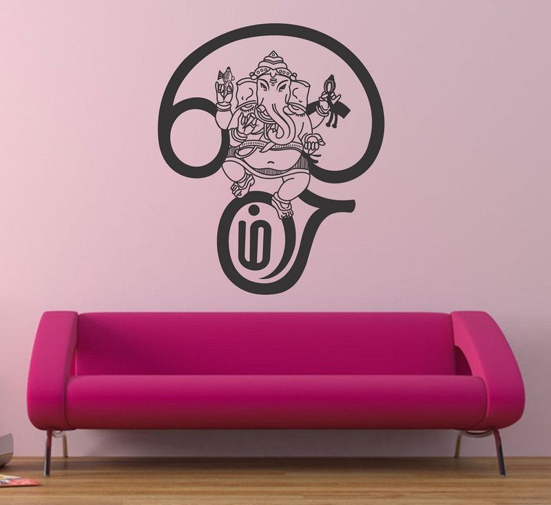 Asmi Collections 72 cm Beautiful Black God Ganesha Removable Sticker  (Pack of 1)
