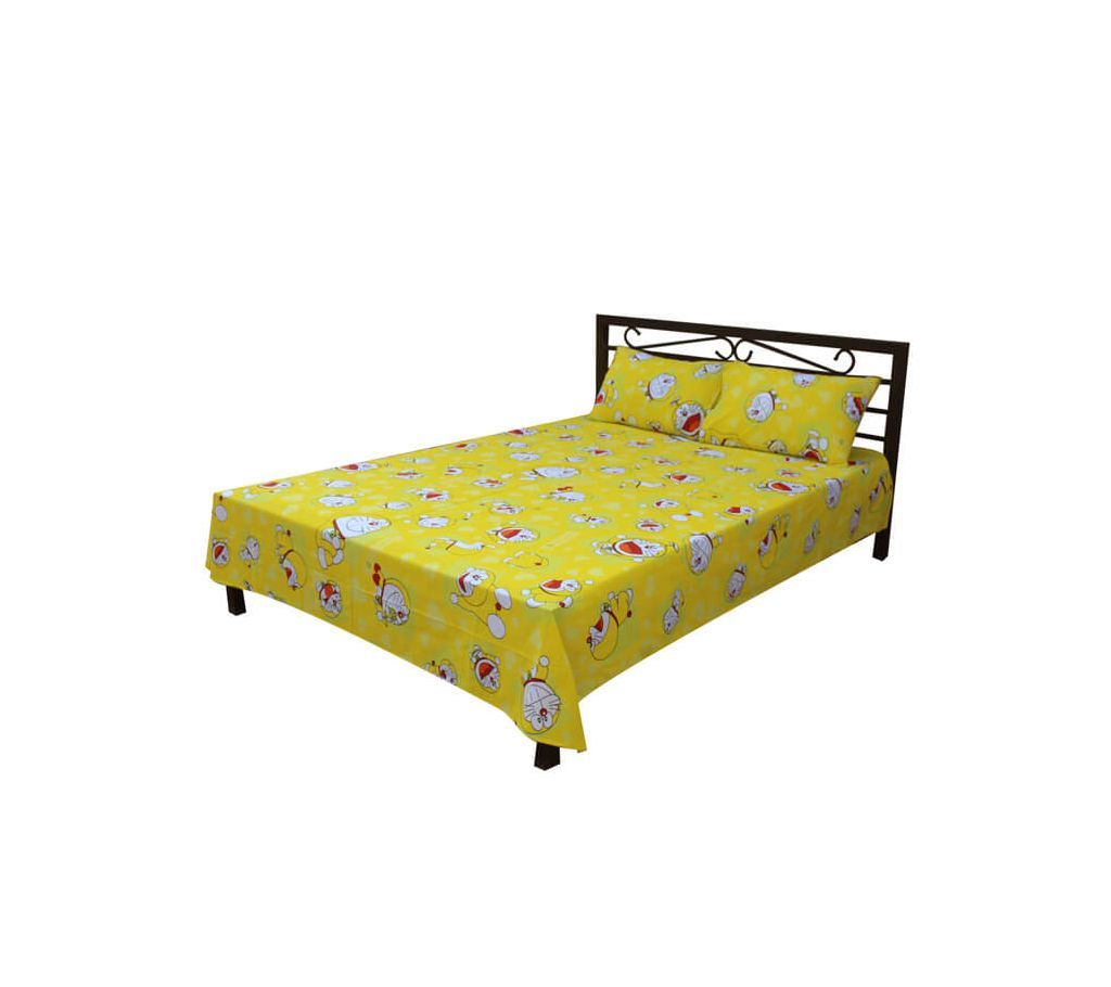 King Size (8.5/7.5 feet) Printed Bed Sheet_3 Pieces Set_1 Piece Bed Sheet With Two Pillow Cover