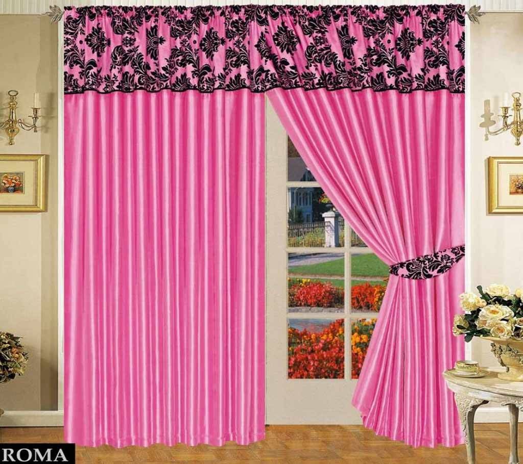 Riccardo Valeria Italian Design Pink and Black 2 Pieces Curtains Set