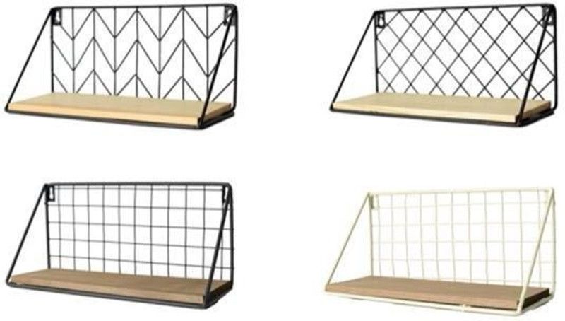 ONLINECRAFTS Iron Wall Shelf  (Number of Shelves - 4, Black, Black)