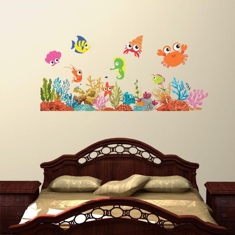 JNM ENTERPRISES 107 cm ' Ocean Animals ' Wall Sticker (PVC Vinyl, 107 cm x 32 cm, Multicolour) Self Adhesive Sticker  (Pack of 1)