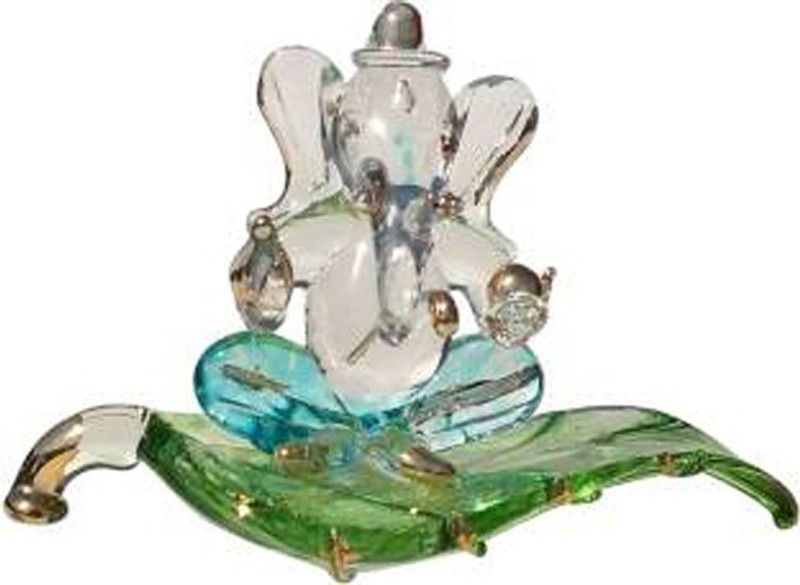AFAST Blessing Dual Ganesha Crystal-81 Decorative Showpiece - 12 cm  (Glass, Multicolor)