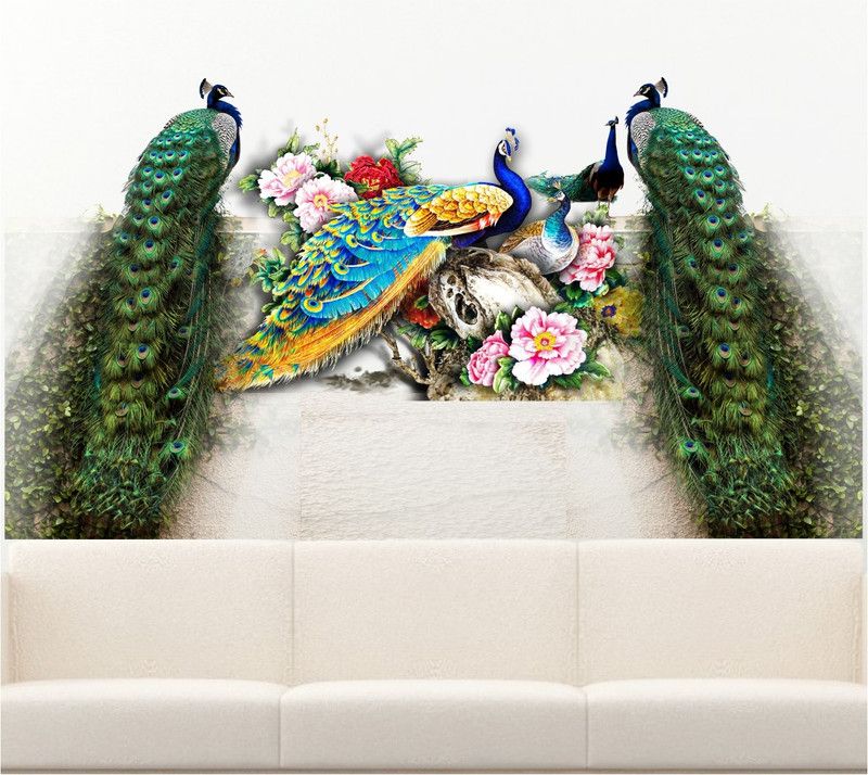 BALKRISHNA WALL STICKER 106 cm PEACOCK Self Adhesive Sticker  (Pack of 1)