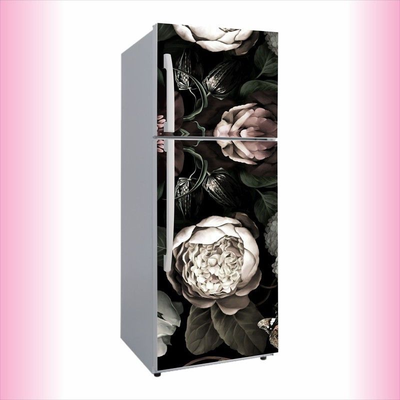 Advait Designs 60 cm Advait Designs abstract flower design fridge wallpaper poster self adhesive vinyl fridge wrap decorative wall sticker (PVC vinyl multicolor) Size 60x160 cm Self Adhesive Sticker  (Pack of 1)