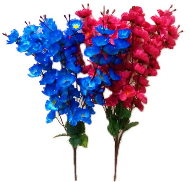 saf 52 cm Pink, Blue Jasmine Artificial Flower  (20.5 inch, Pack of 2, Flower Bunch)
