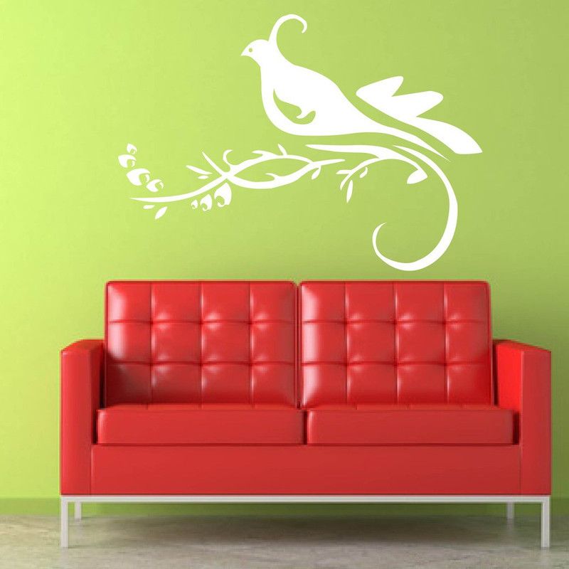 Decor Villa 73 cm Decor villa Beautiful Bird Wall Decal & Sticker White Color Large Size - 73*40 Cm Self Adhesive Sticker  (Pack of 1)