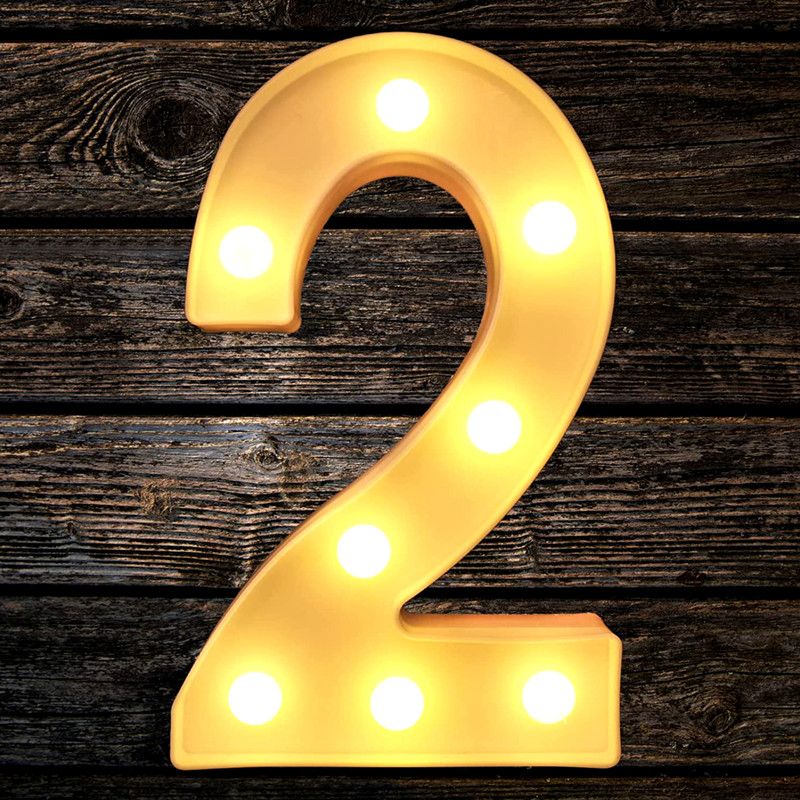Shopperskart LED Marquee Number 2/Two for Birthday Anniversary Party Decorations  (Warm White)