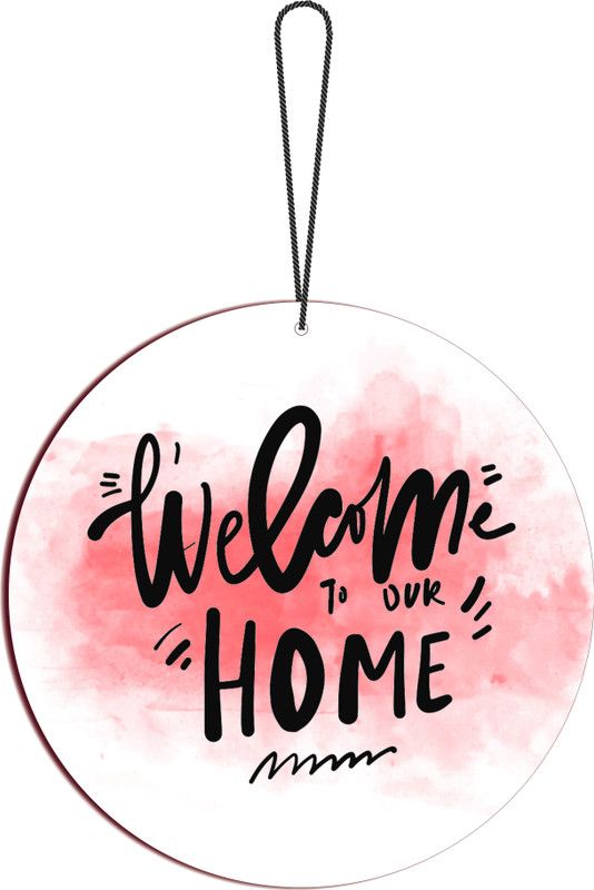 Blue Finch Welcome to Our Home Sign Wooden Front Door Decor Welcome Door Hanger Wall Hanging Sign Board for Front Door  (20 cm X 20 cm, Multicolor)