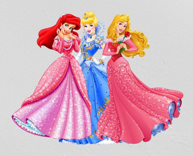 MADHUBAN DÉCOR 60 cm Disney Princess Cinderella, Aurora And Ariel Wall Sticker Self Adhesive Sticker  (Pack of 1)