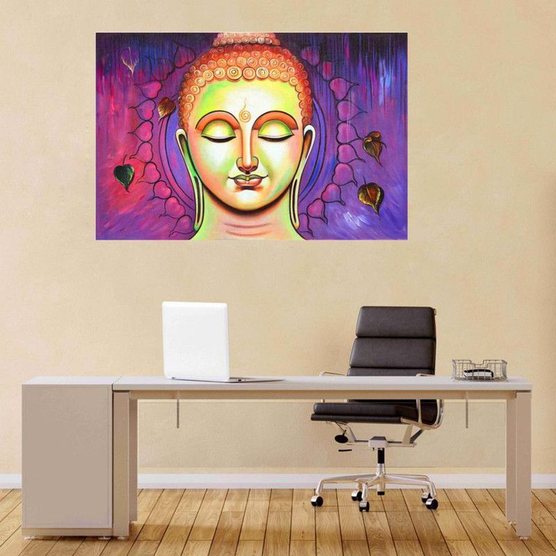 Decor hubb 91 cm Peaceful Buddha Wall poster for Home decor 61 CM X 91 CM Self Adhesive Sticker  (Pack of 1)