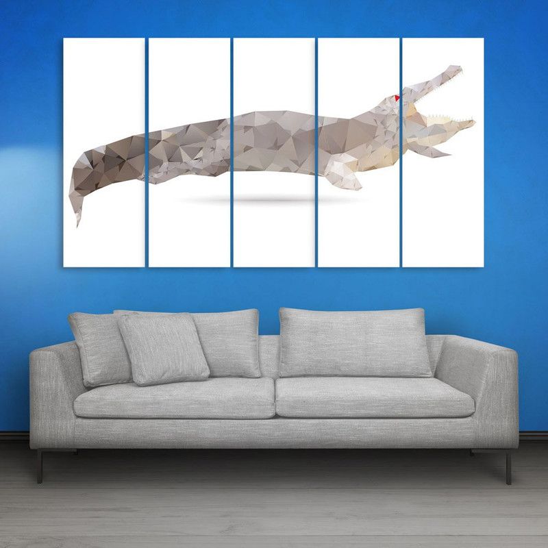 inephos Crocodile Abstract Wall Painting Multiple Frames Digital Reprint 30 inch x 52 inch Painting  (With Frame, Pack of 5)