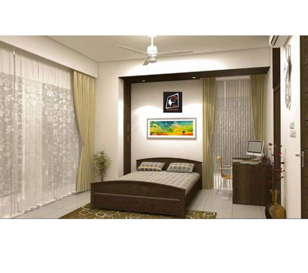MDF Wood Queen Size Bed-A with Side Table