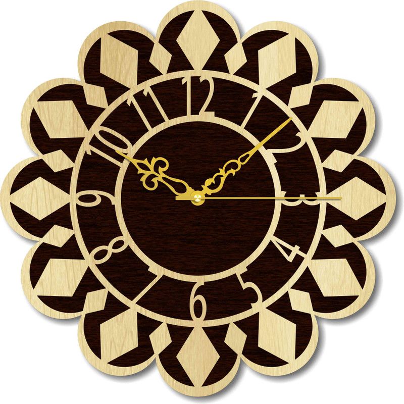 Analog Wall Clock  (Brown, Without Glass)