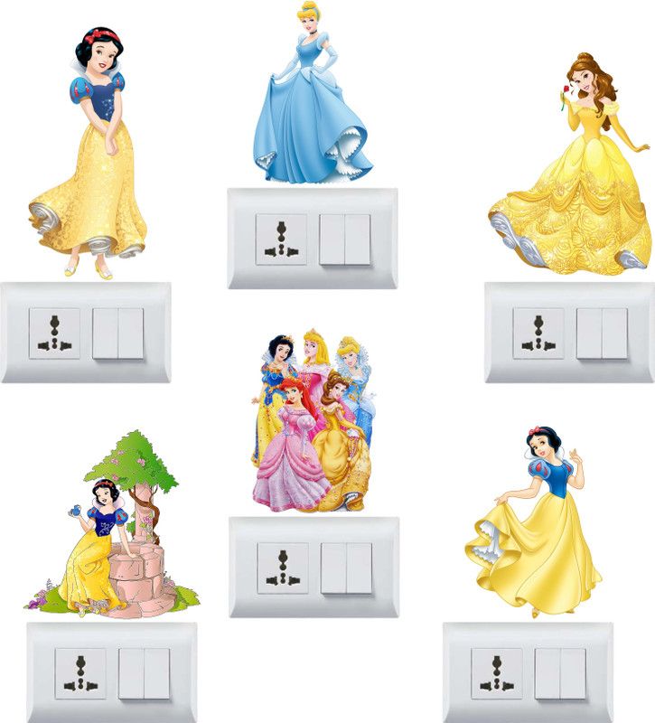 Design Zoo 13 cm Colorfuls Dolls Switchboard Sticker Self Adhesive Sticker  (Pack of 6)