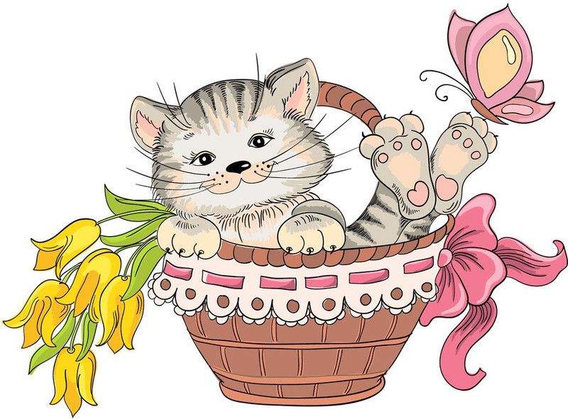 god & god's 61 cm Beautiful Cat In The Basket Self Adhesive Sticker  (Pack of 1)