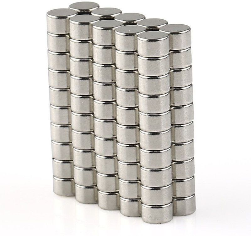 ART IFACT 50 Pieces of 5mm x 3mm Neodymium Magnets - N52 Disc magnets - Rare Earth NdfeB Fridge Magnet, Multipurpose Office Magnets, Magnetic Paper Holder Pack of 50  (Silver)