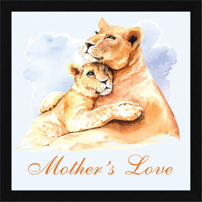 ArtX Mother's Love Framed Painting For Home Decorative Ink 13 inch x 13 inch Painting  (With Frame)