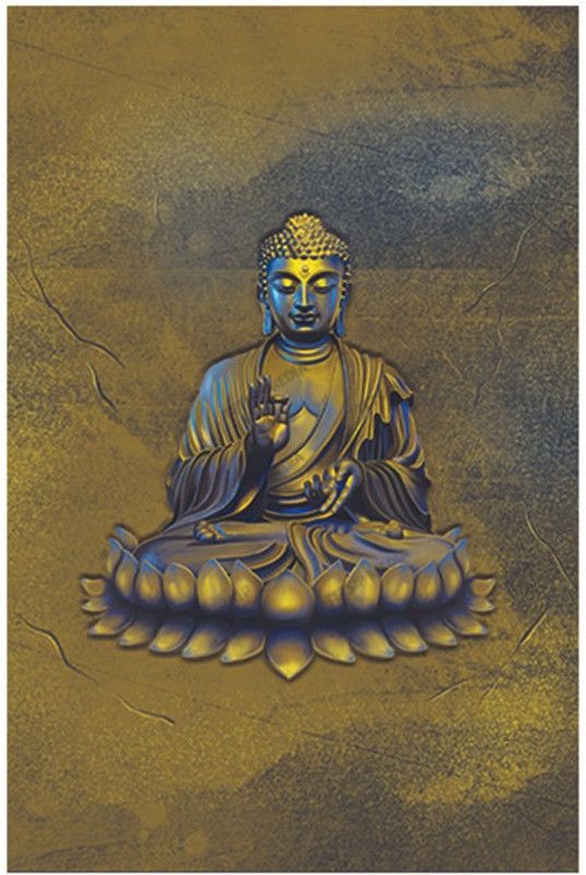 Tetsip Media Tetsip Media 3D Buddha Canvas Painting - Buddha in Golden Texture (Unframed) Canvas 24 inch x 16 inch Painting  (Without Frame)
