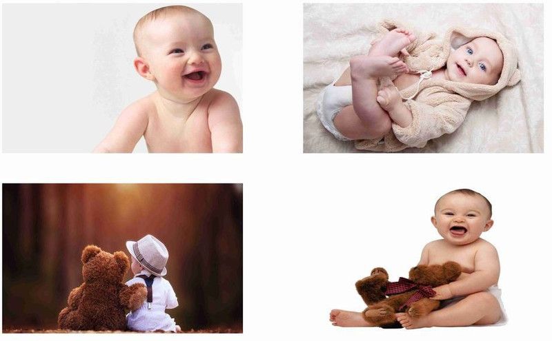 Cute Baby Combo Poster Set of 4 Poster - poster for pregnant women - new born baby poster - baby poster - cute baby poster Paper Print  (12 inch X 18 inch, Rolled)