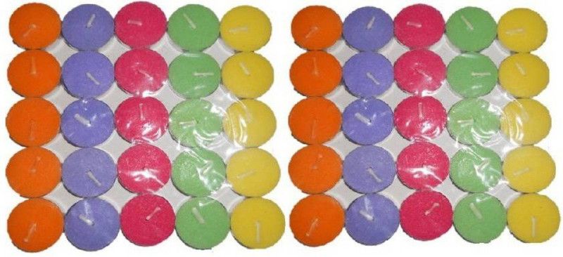 Brandwire Pack Of 50 Tealight Candle  (Multicolor, Pack of 50)