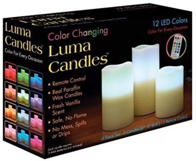 RetailShopping Luma Candles Real Wax Flameless Candles with Remote Control Candle  (Multicolor, Pack of 1)