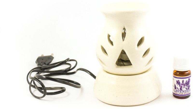 Lyallpur Stores Ceramic Electric Aroma Diffuser Set Round Shape Tree Design Burner ( WHITE COLOR) Pack of 2 With Lavender Fragrance Oil (10ml) Diffuser Set  (2 x 5 ml)