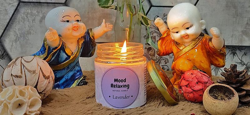 Floish Mood Relaxing Soy Wax Candle  (White, Pack of 1)