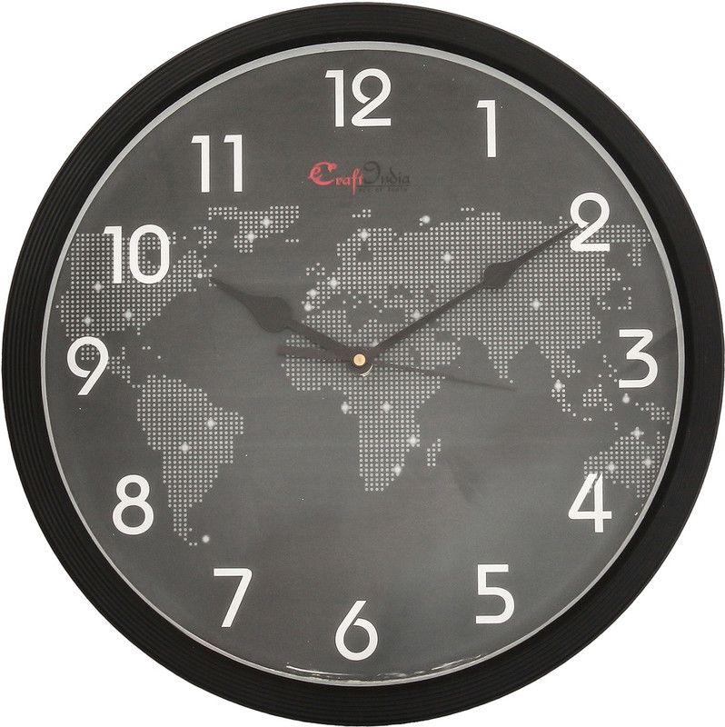 eCraftIndia Analog 32 cm X 32 cm Wall Clock  (Black, With Glass, Standard)