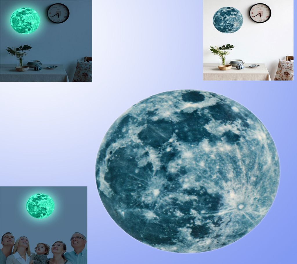 Luminous Moon Earth Cartoon DIY 3D Wall Stickers for Kids