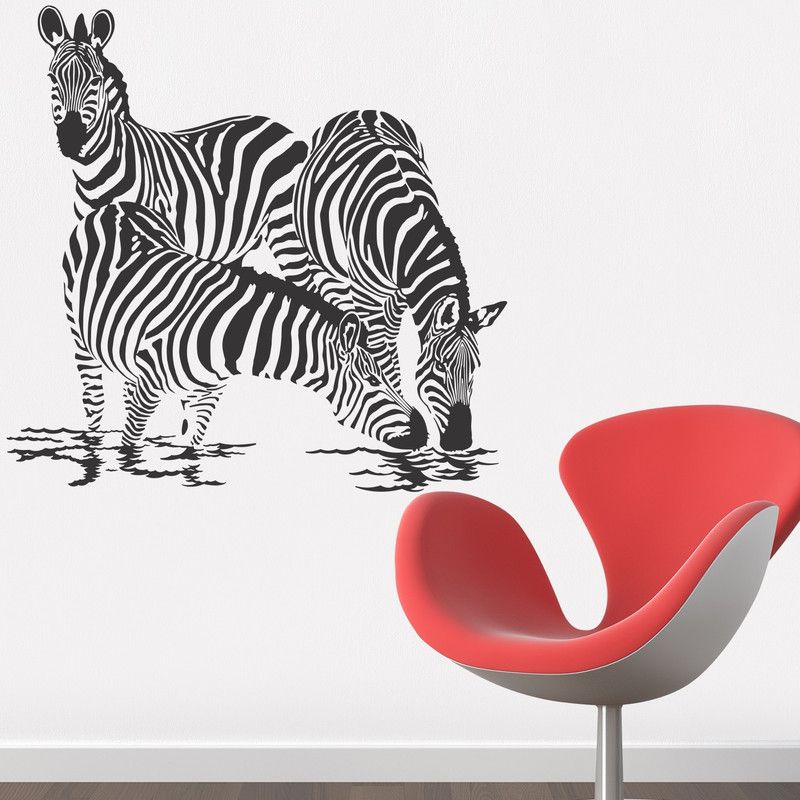 StickMe 100 cm Thirsty Zeebras Wall Sticker - SM 443 Self Adhesive Sticker  (Pack of 1)
