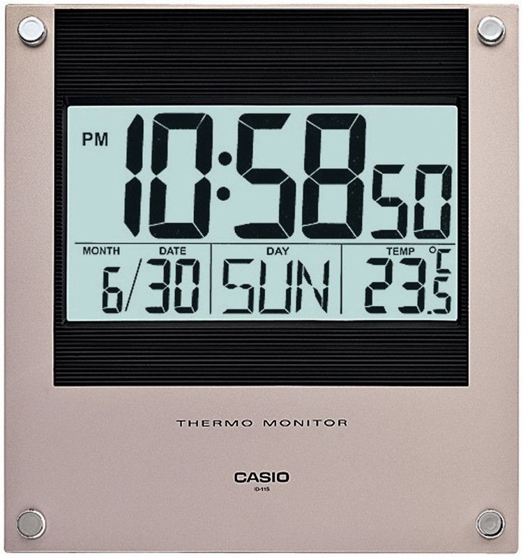 CASIO Digital 22.1 cm X 23.6 cm Wall Clock  (Silver, With Glass, Standard)