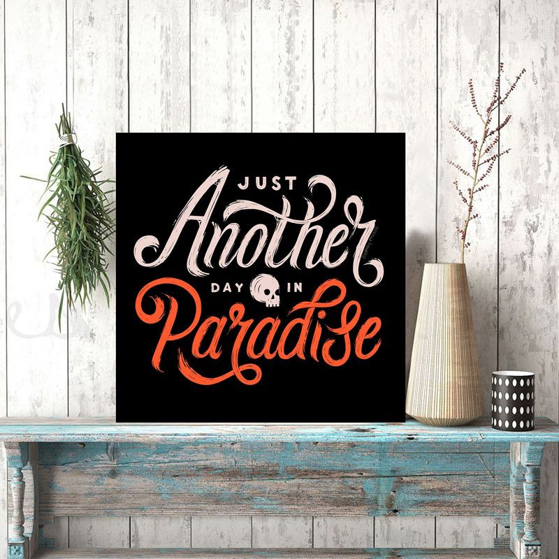 Chaque Decor "Just Another Day in Paradise" Textured Wall Art Panel in pinewood(9.5x9.5) Digital Reprint 9.5 inch x 1 inch Painting  (Without Frame)