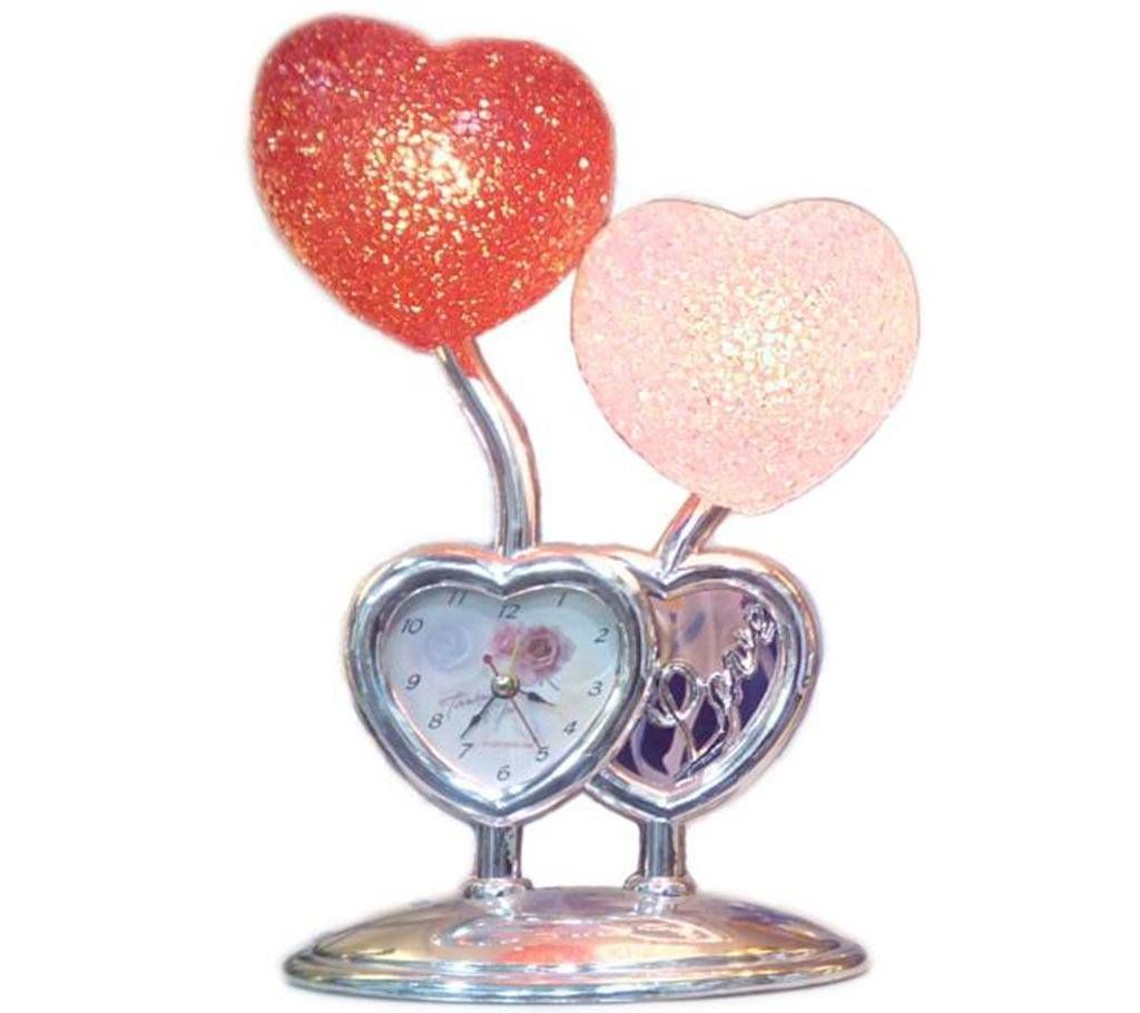 Heart Shape Table Lamp with Clock