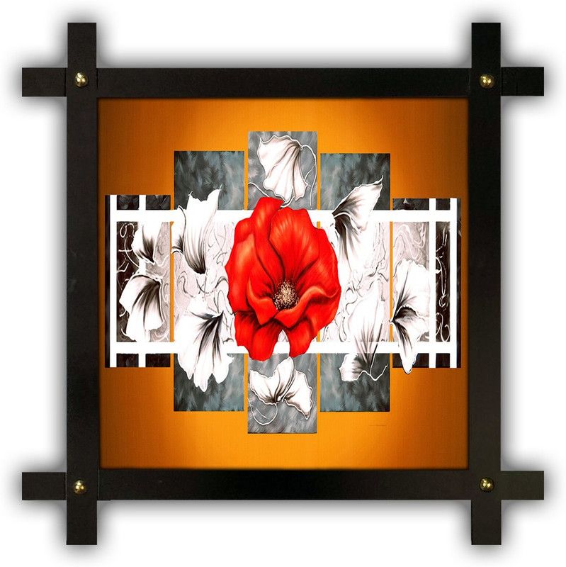Poster N Frames Cross Wooden Frame Hand-Crafted with photo of Flower (floral) 17500-crossframe Digital Reprint 16.5 inch x 16.5 inch Painting  (With Frame)