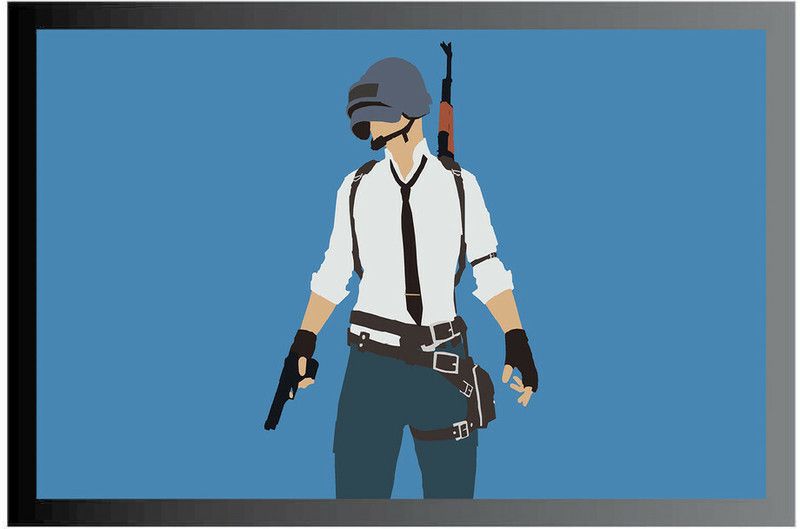 Pubg Game Frame Poster For Room Synthetic Wood Gloss Lamination F34 Paper Print  (14 inch X 20 inch, Framed)