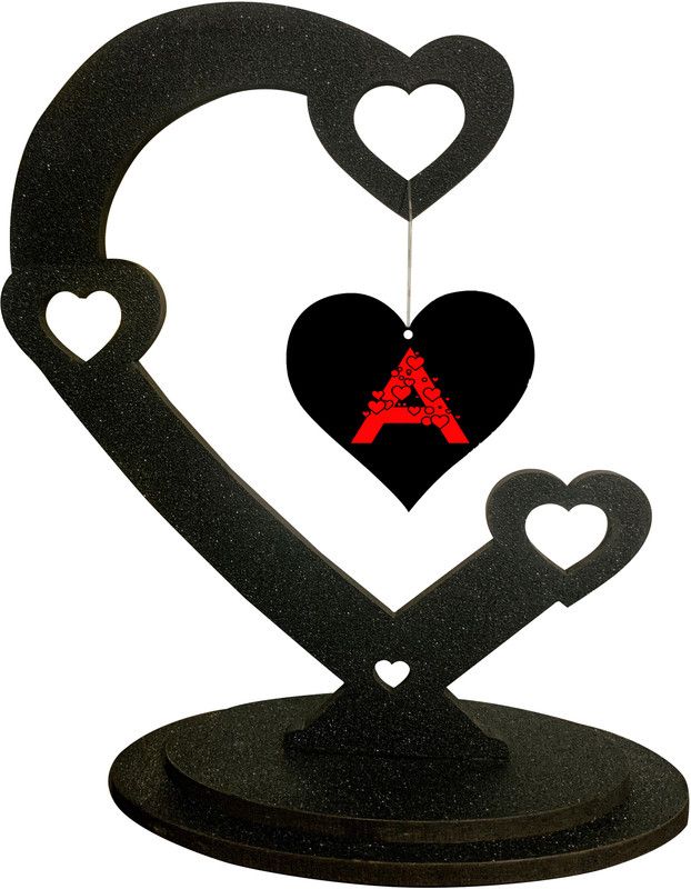 EARNAM A Letter ShowPice Decorative Showpiece - 12.5 cm  (Wood, Black)