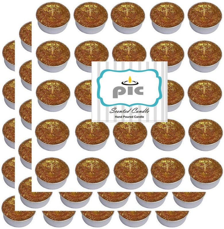 PIC Pure Indian Candle Handmade Sandalwood Amber Fragrance Tea Light Candle Candle  (Gold, Pack of 75)