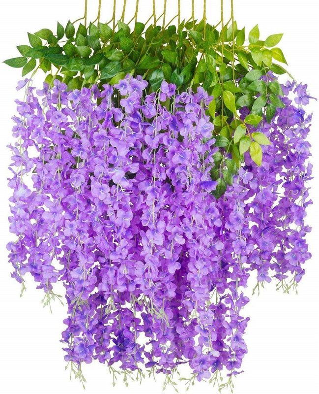 Muskan Arts Purple Westeria Artificial Flower  (43.3 inch, Pack of 6, Flower Bunch)