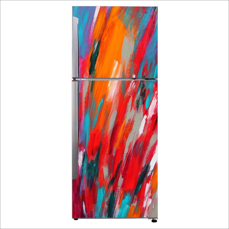 Advait Designs 60 cm Advait Designs Decorative contemporary art orange acrylic paint paints Extra Large Fridge Sticker Self Adhesive Sticker  (Pack of 1)