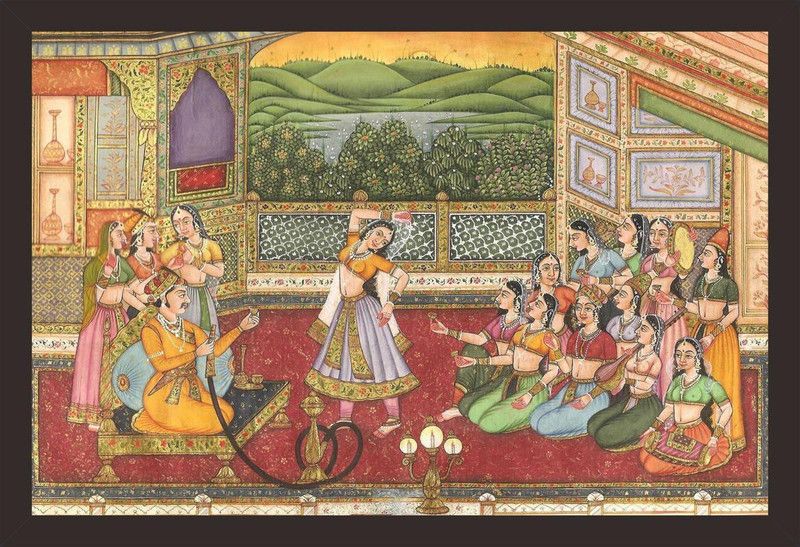 Mad Masters Indian miniature art Rajput painting Royal darbar 1 Piece wooden framed painting |Wall Art | Home Décor | Painting Art | Unique Design | Attractive Frames Digital Reprint 12 inch x 18 inch Painting  (With Frame)