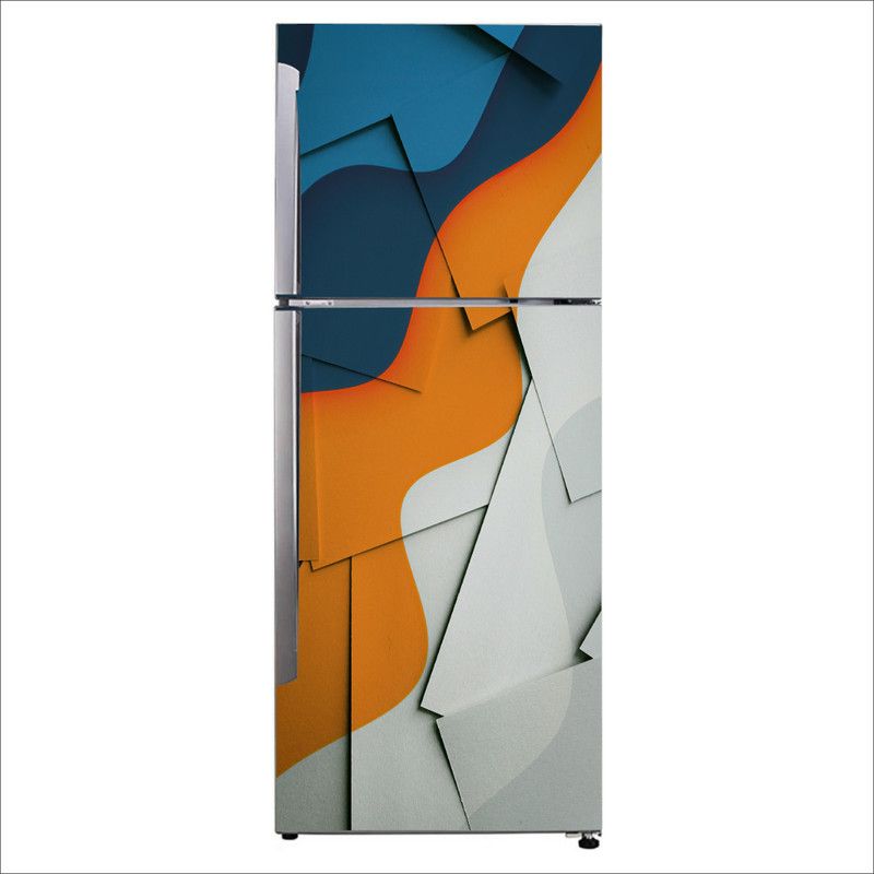 Advait Designs 60 cm Advait Designs Decorative 3d abstract hood orange material property Extra Large Fridge Sticker Self Adhesive Sticker  (Pack of 1)