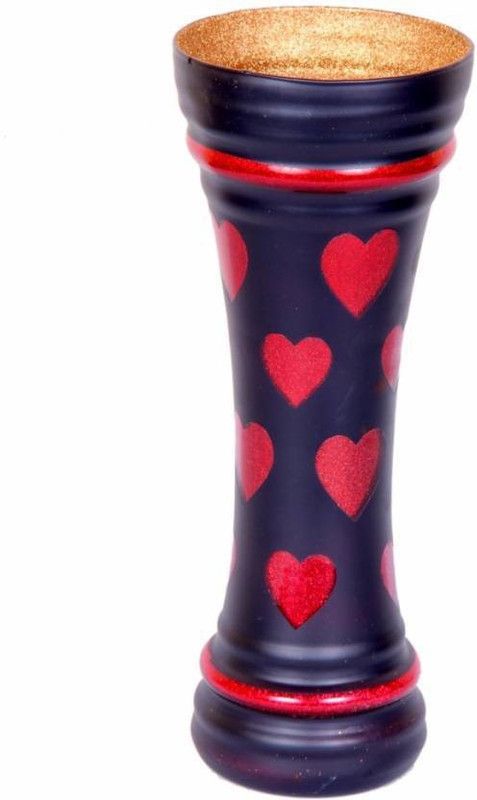 Vijyas Glass Vase  (12 inch, Black, Red)