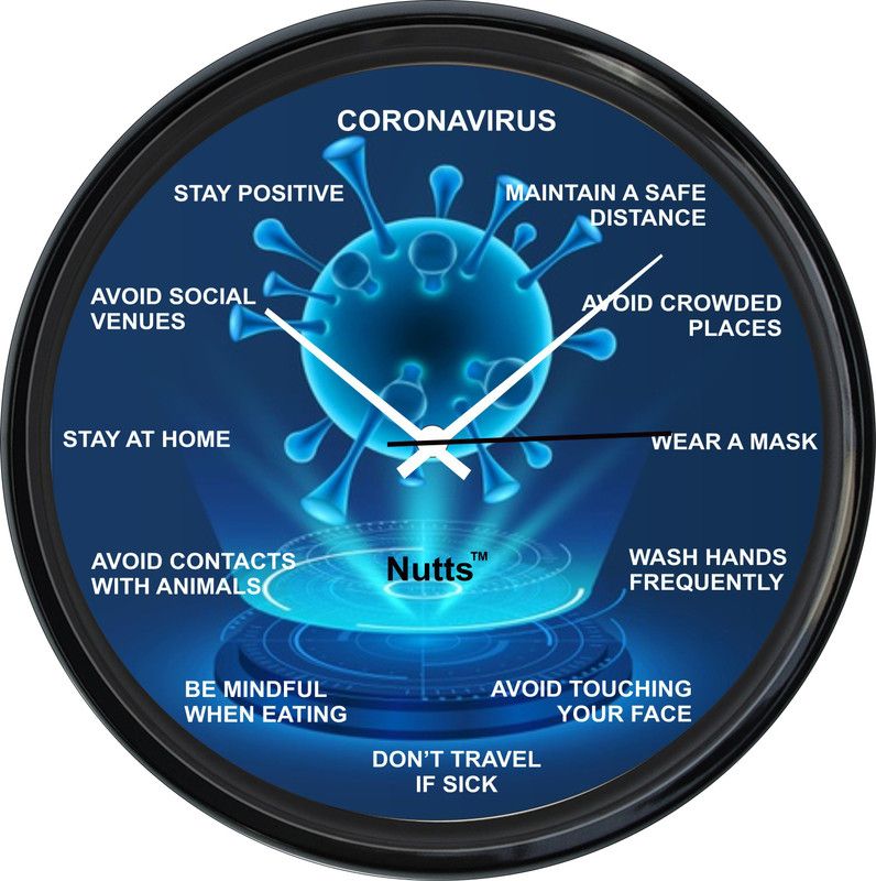 Nutts Analog 32 cm X 32 cm Wall Clock  (Multicolor, With Glass, Standard)