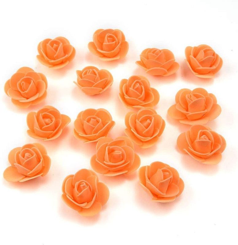 AlevanArt Artificial Foam Flowers Jewellery Craft Decoration Orange Rose Artificial Flower  (1 inch, Pack of 100, Flower Bunch)