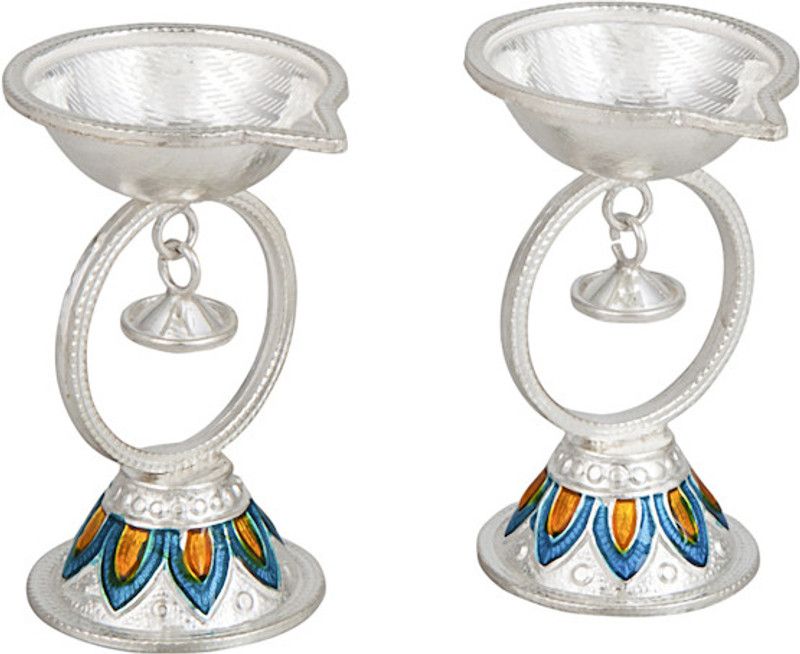 Siri Creations Hanging Bell Silver (Pack of 2) Table Diya Set  (Height: 2 inch)