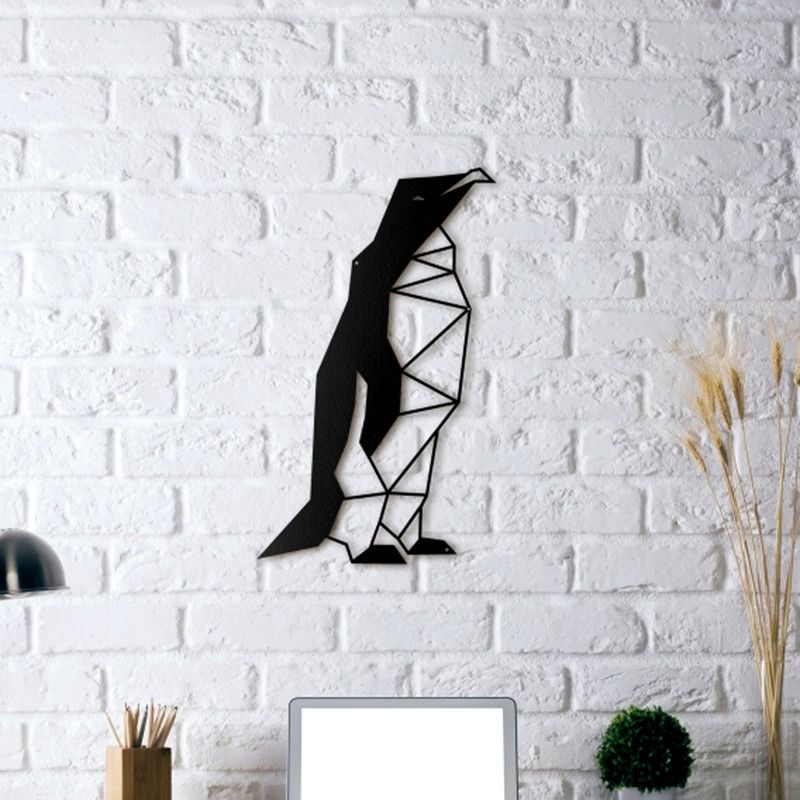Sanvi Creations The 3D Wall Art Design Pingouin 45(Black)Suitable for Living Room,Foyer,Bedroom,Hallway  (18 cm X 12 cm, Black)