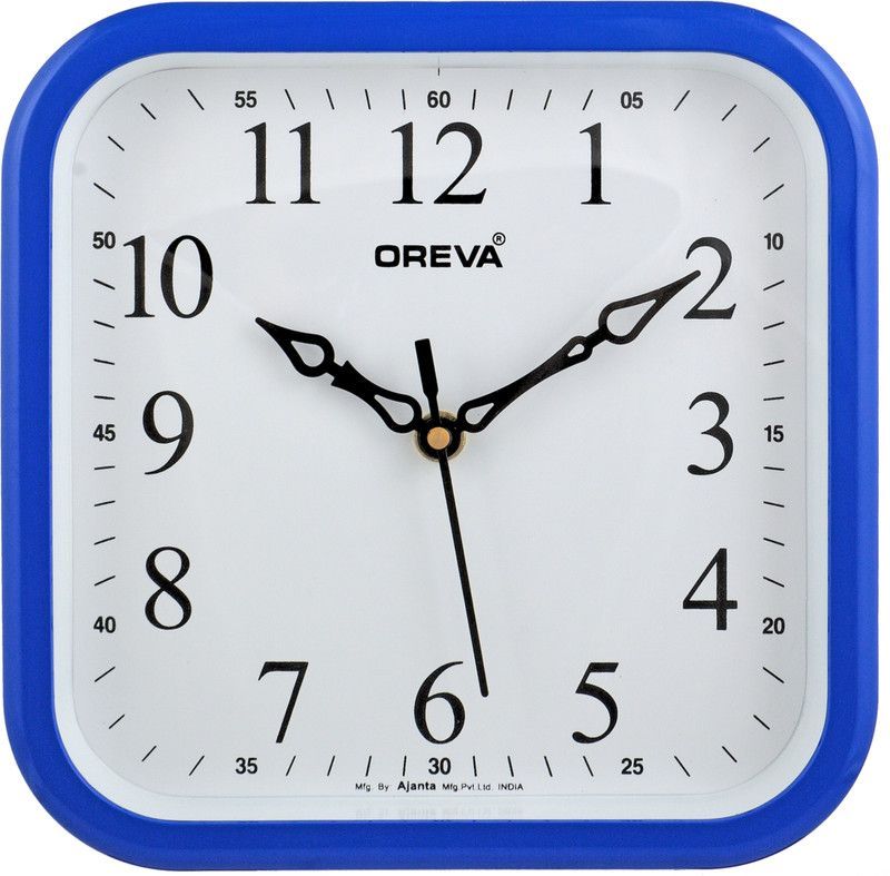 OREVA Analog 20 cm X 20 cm Wall Clock  (Blue, With Glass, Standard)