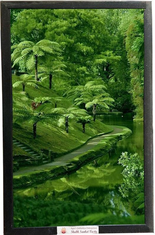 Shubh Sanket Vastu Greenary Scene Poster Digital Reprint 20.5 inch x 16.5 inch Painting  (With Frame)