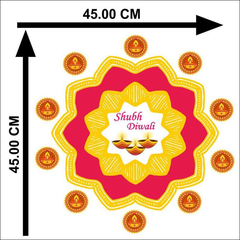 AK GRAPHICS 45 cm 9018 Diwali Special - Colourful Decorative Rangoli Sticker Size- 45 cm x 45 cm Self Adhesive Sticker  (Pack of 1)